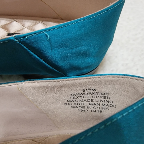 Nine West Greenish-Blue Satin Flats Size US 9.5 - Picture 2 of 5